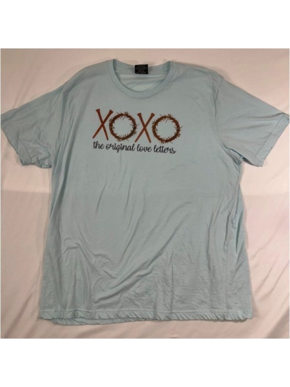 Love in Faith XoXo the original love letter Womens size 2xl light blue t-shirt